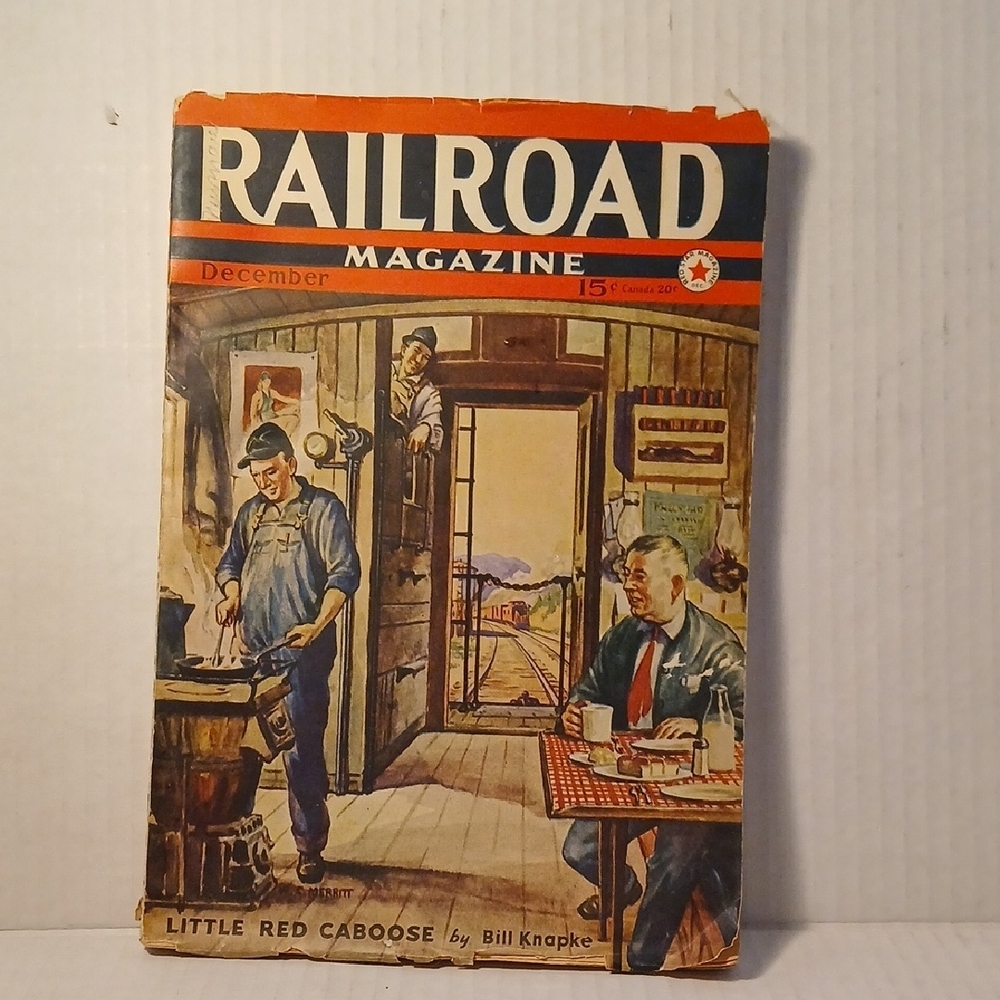 Vintage Railroad Magazine Pulp Fiction Dec 1941 Locomotives WWII Collectible